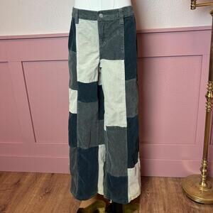 pacsun patchwork corduroy low rise puddle pants green sz medium cotton